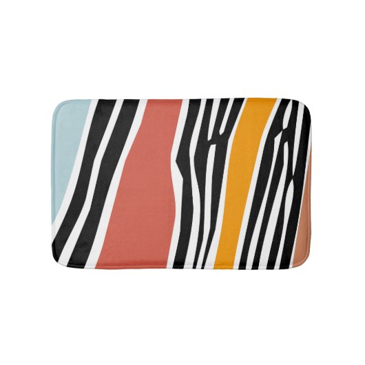 Kleurrijke abstracte vormen met zebraprintontwerp badmat (Voorkant)