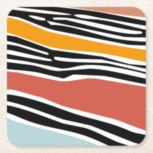 Kleurrijke abstracte vormen met zebraprintontwerp kartonnen onderzetters