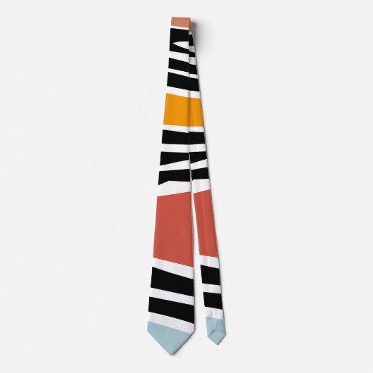Kleurrijke abstracte vormen met zebraprintontwerp stropdas (Voorkant)