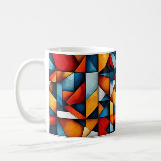 Kleurrijke Abstracte Vormen Modern Koffiemok (Links)