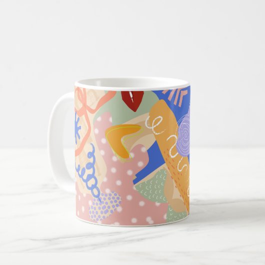 Kleurrijke Abstracte Vormen Mok – Bold & Modern (Voorkant links)