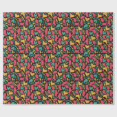 Kleurrijke Abstracte vormen roze harten Cadeaupapier (Vlak)