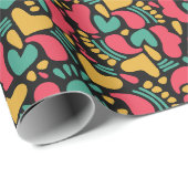 Kleurrijke Abstracte vormen roze harten Cadeaupapier (Rol Hoek)
