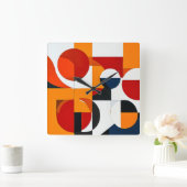 Kleurrijke abstracte vormen vierkante klok (Huis)