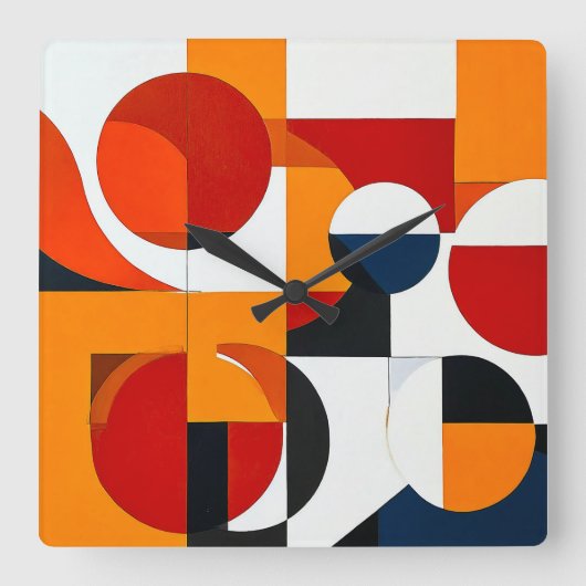 Kleurrijke abstracte vormen vierkante klok (Voorkant)