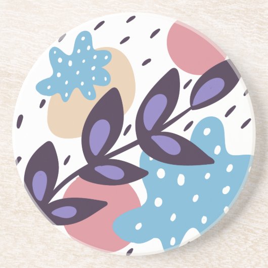 Kleurrijke abstracte vormen zandsteen onderzetter (Voorkant)