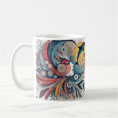 Kleurrijke Abstracte vrouw en dolfijn kunst - Arti Koffiemok (Links)