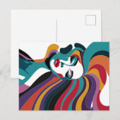 Kleurrijke Abstracte vrouw met vloeiende haarkunst Briefkaart (Voorkant / Achterkant)