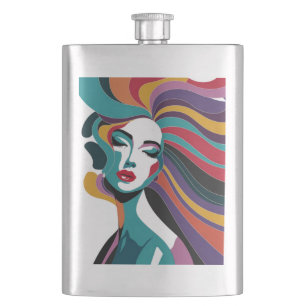 Kleurrijke Abstracte vrouw met vloeiende haarkunst Flacon