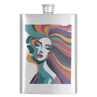 Kleurrijke Abstracte vrouw met vloeiende haarkunst Flacon