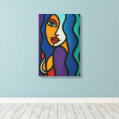 Kleurrijke Abstracte Vrouw Pop Art Canvas Print (Insitu (Houten vloer))