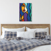 Kleurrijke Abstracte Vrouw Pop Art Canvas Print (Insitu (Slaapkamer))