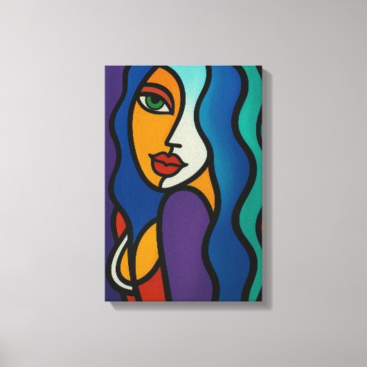 Kleurrijke Abstracte Vrouw Pop Art Canvas Print (Voorkant)