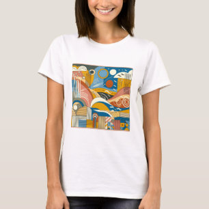 Kleurrijke abstracte vrouwen t-shirt