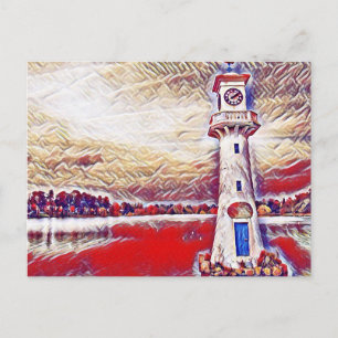 Kleurrijke Abstracte vuurtoren Roath Lake Cardiff Briefkaart