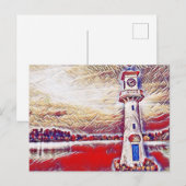 Kleurrijke Abstracte vuurtoren Roath Lake Cardiff Briefkaart (Voorkant / Achterkant)