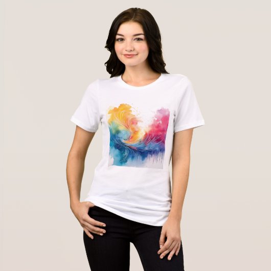 Kleurrijke Abstracte waterkunst Tri-Blend Shirt (Voorkant volledig)