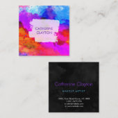 Kleurrijke Abstracte Waterverf Art Square Business Vierkante Visitekaartje (Voorkant / Achterkant)