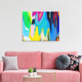 Kleurrijke abstracte, waterverf bewegingsonscherpt canvas afdruk (Insitu (Woonkamer))