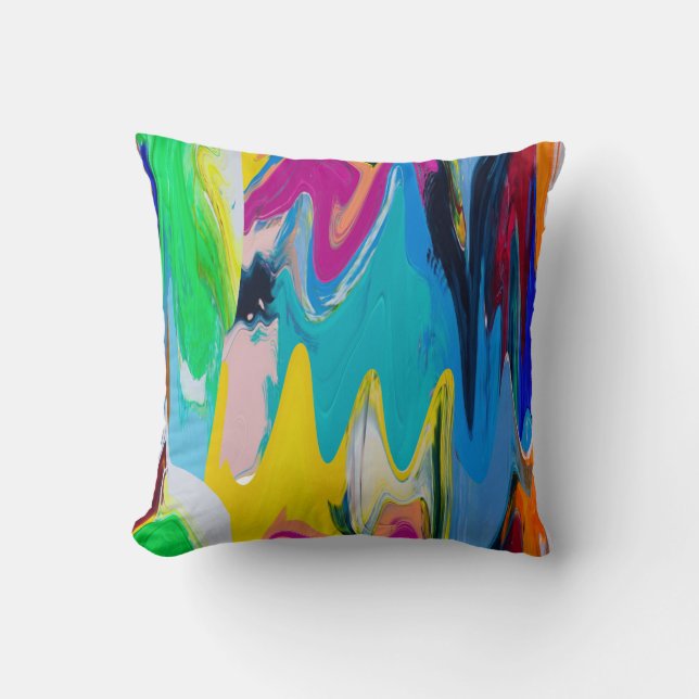 Kleurrijke abstracte, waterverf bewegingsonscherpt kussen (Voorkant)