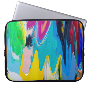 Kleurrijke abstracte, waterverf bewegingsonscherpt laptop sleeve
