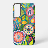 Kleurrijke Abstracte Waterverf Bloemen Mandala Art Samsung Galaxy Hoesje (Achterkant)
