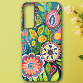 Kleurrijke Abstracte Waterverf Bloemen Mandala Art Samsung Galaxy Hoesje