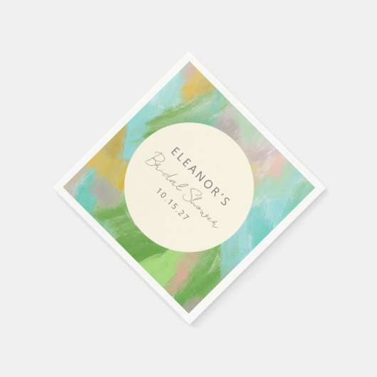 Kleurrijke Abstracte Waterverf Bruidsdouche Custom Servet (Hoek)