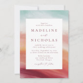 Kleurrijke Abstracte Waterverf bruiloft uitnodigin Kaart (Voorkant)