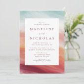 Kleurrijke Abstracte Waterverf bruiloft uitnodigin Kaart (Staand voorkant)