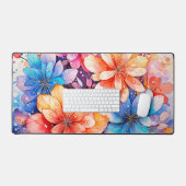 Kleurrijke Abstracte Waterverf Flower Art Bureaumat (Keyboard & Muis)