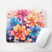 Kleurrijke Abstracte Waterverf Flower Art Muismat (Met muis)