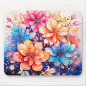 Kleurrijke Abstracte Waterverf Flower Art Muismat (Voorkant)