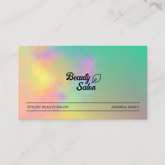 Kleurrijke Abstracte Waterverf Haar Schoonheidssal Visitekaartje (Voorkant)