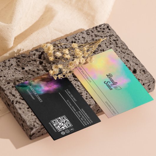 Kleurrijke Abstracte Waterverf Haar Schoonheidssal Visitekaartje