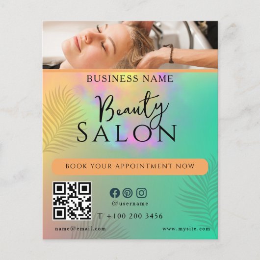 Kleurrijke Abstracte Waterverf Hair Stylist Script Flyer (Voorkant)