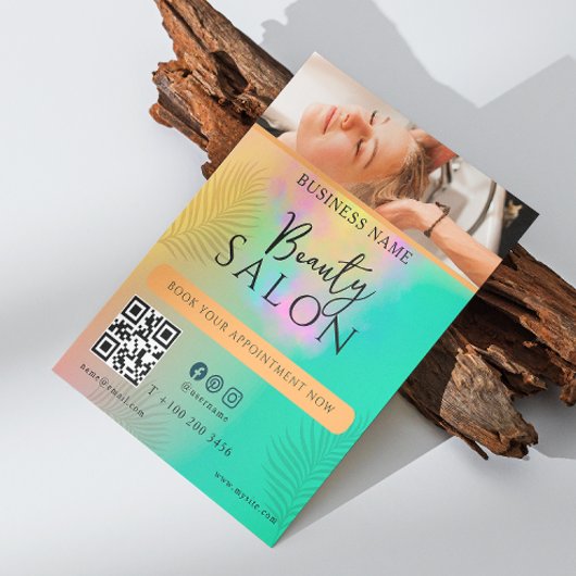 Kleurrijke Abstracte Waterverf Hair Stylist Script Flyer