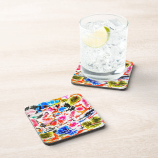 kleurrijke abstracte waterverf, hard plastic Onder Bier Onderzetter