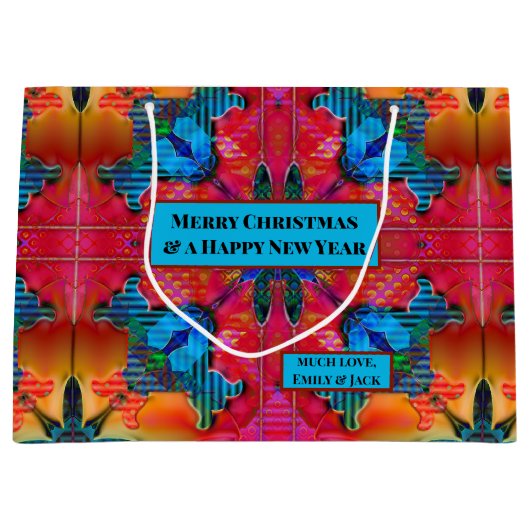 Kleurrijke Abstracte Waterverf kerst Groot Cadeauzakje (Voorkant)