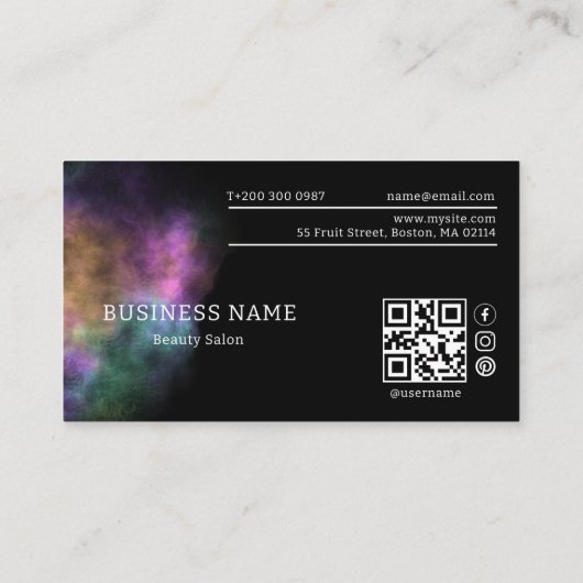 Kleurrijke Abstracte Waterverf kleine bedrijven Klantenkaartje (Achterkant)