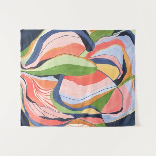 Kleurrijke Abstracte Waterverf Kunststof Bosbouw Wandkleed (Voorkant (horizontaal))