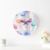 Kleurrijke abstracte waterverf kwallen grote klok (Huis)