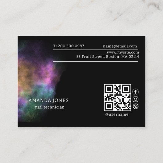 Kleurrijke Abstracte Waterverf Lash Client Map Visitekaartje (Achterkant)