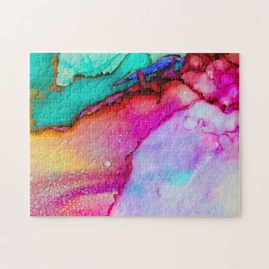 Kleurrijke Abstracte Waterverf Legpuzzel (Horizontaal)