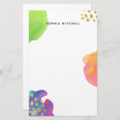 Kleurrijke Abstracte Waterverf met Gold Briefpapier (Voorkant / Achterkant)