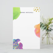 Kleurrijke Abstracte Waterverf met Gold Briefpapier (Staand voorkant)