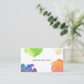 Kleurrijke Abstracte Waterverf met Gold Visitekaartje (Staand voorkant)