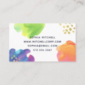 Kleurrijke Abstracte Waterverf met Gold Visitekaartje (Achterkant)