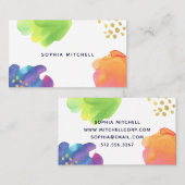 Kleurrijke Abstracte Waterverf met Gold Visitekaartje (Voorkant / Achterkant)