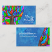 Kleurrijke Abstracte Waterverf mozaïekboom Visitekaartje (Voorkant / Achterkant)